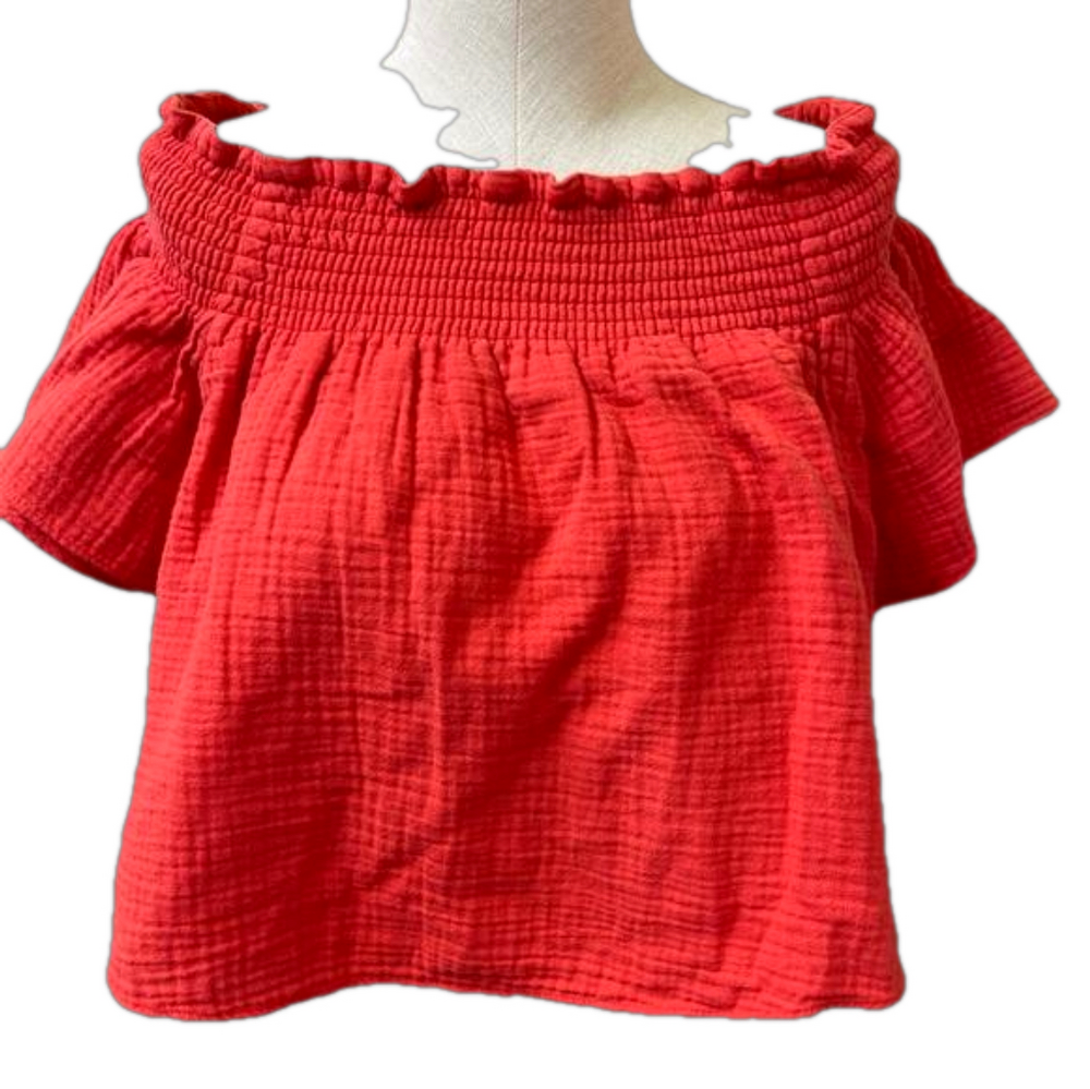 Apiece Apart Red Cotton Gauze Crop Top Size 4